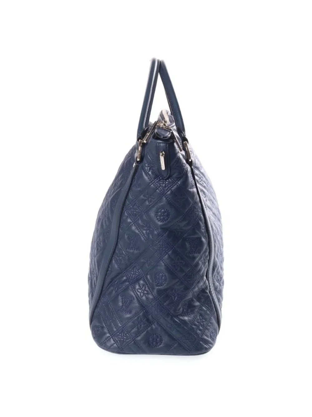 Louis Vuitton Monogram Antia Ixia MM 2-Way Shoulder Bag Navy Leather Silver